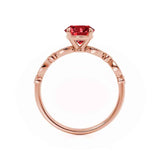 HOPE - Round Ruby 18k Rose Gold Shoulder Set Ring Engagement Ring Lily Arkwright