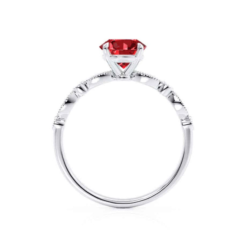HOPE - Round Ruby 950 Platinum Shoulder Set Ring Engagement Ring Lily Arkwright