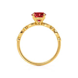 HOPE - Round Ruby 18k Yellow Gold Shoulder Set Ring Engagement Ring Lily Arkwright