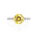 Hope platinum marquise shoulder set milgrain detail Chatham round yellow sapphire diamond engagement ring Lily Arkwright 