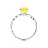 HOPE - Round Yellow Sapphire 18k White Gold Shoulder Set Ring Engagement Ring Lily Arkwright