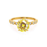 HOPE - Round Yellow Sapphire 18k Yellow Gold Shoulder Set Ring Engagement Ring Lily Arkwright