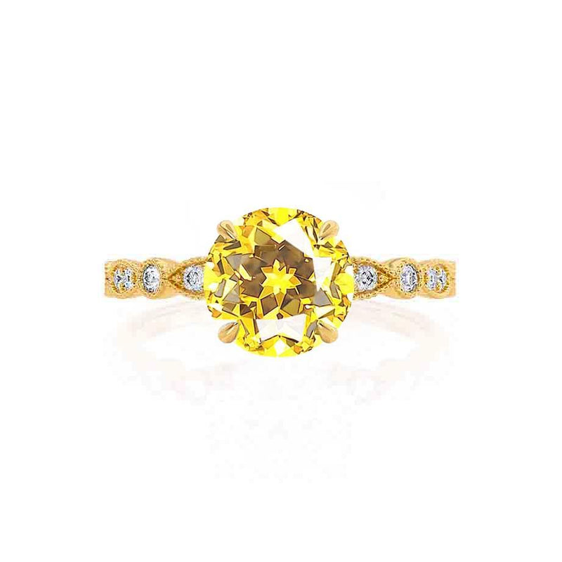HOPE - Round Yellow Sapphire 18k Yellow Gold Shoulder Set Ring Engagement Ring Lily Arkwright
