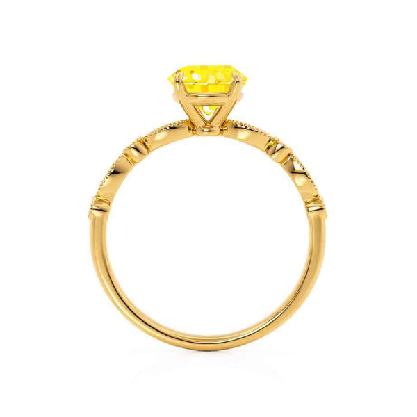 HOPE - Round Yellow Sapphire 18k Yellow Gold Shoulder Set Ring Engagement Ring Lily Arkwright
