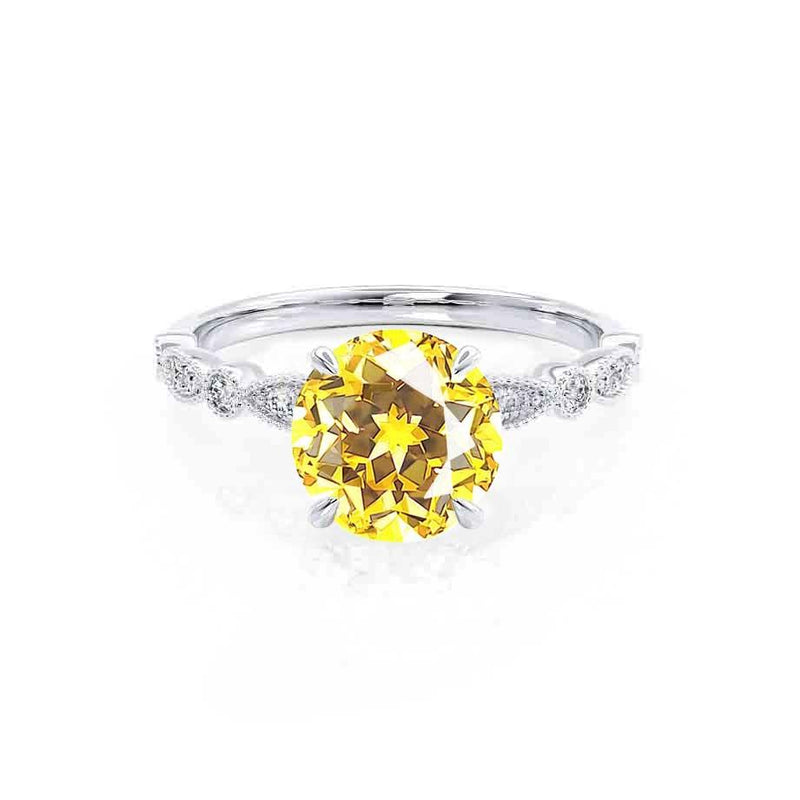 HOPE - Round Yellow Sapphire 950 Platinum Shoulder Set Ring Engagement Ring Lily Arkwright