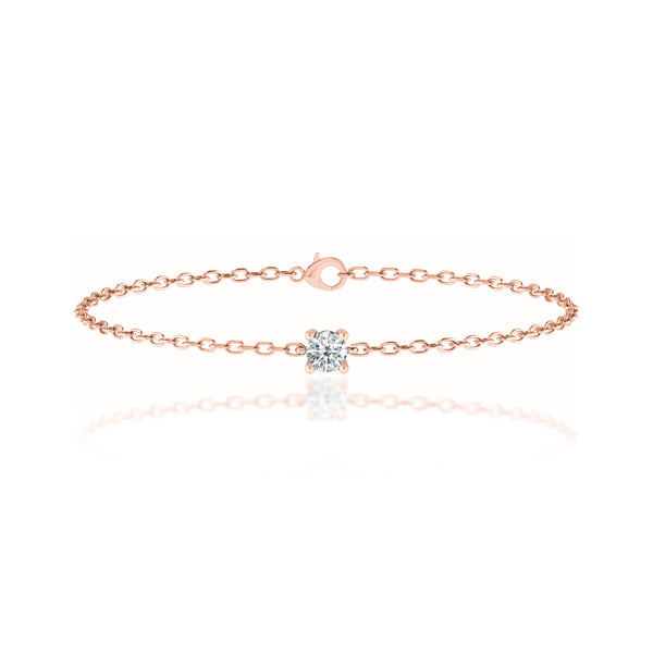 JADA - Round Lab Diamond Solitaire Bracelet 18k Rose Gold Bracelet Lily Arkwright