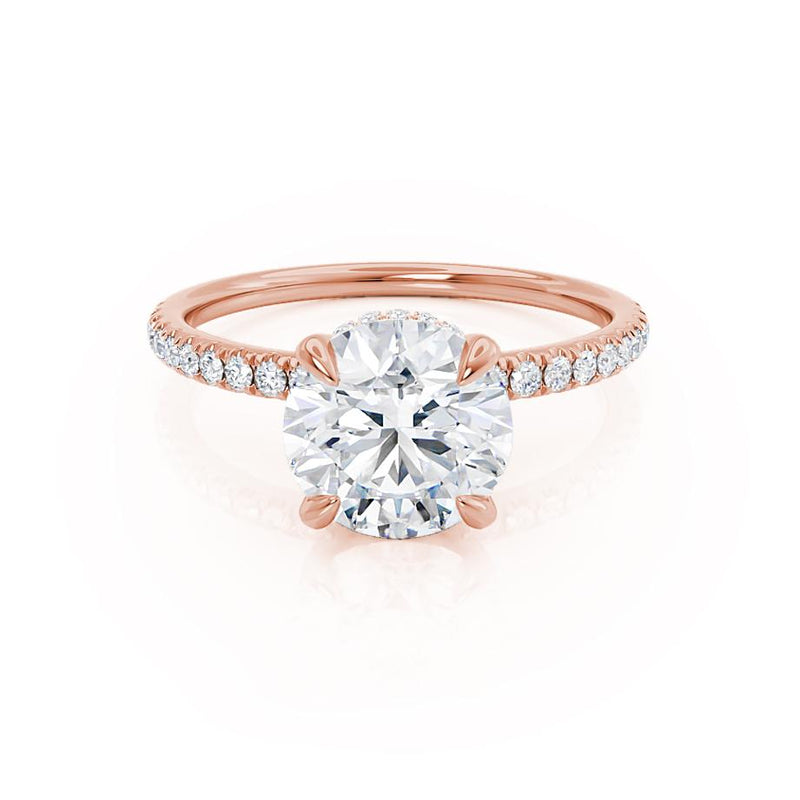 Lively Round lab diamond Diamond 18k Rose Gold Hidden Halo Micro