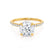 LIVELY - Round Moissanite & Diamond 18k Yellow Gold Petite Hidden Halo Pavé Shoulder Set Ring Engagement Ring Lily Arkwright