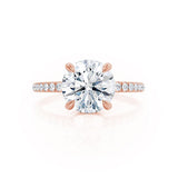LIVELY - Round Natural Diamond 18k Rose Gold Hidden Halo Micro Pavé Shoulder Set Ring Engagement Ring Lily Arkwright