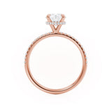 LIVELY - Round Natural Diamond 18k Rose Gold Hidden Halo Micro Pavé Shoulder Set Ring Engagement Ring Lily Arkwright