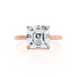 PARIS - Asscher Moissanite & Diamond 18k Rose Gold Hidden Halo Engagement Ring Lily Arkwright