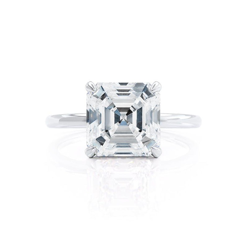 PARIS - Asscher Moissanite & Diamond Platinum Hidden Halo Engagement Ring Lily Arkwright