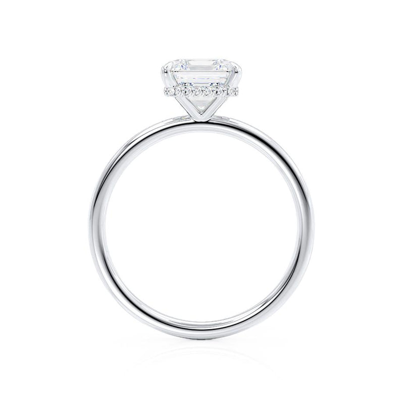 PARIS - Asscher Moissanite & Diamond 18k White Gold Hidden Halo Engagement Ring Lily Arkwright