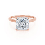 PARIS - Princess Moissanite & Diamond 18k Rose Gold Hidden Halo Engagement Ring Lily Arkwright