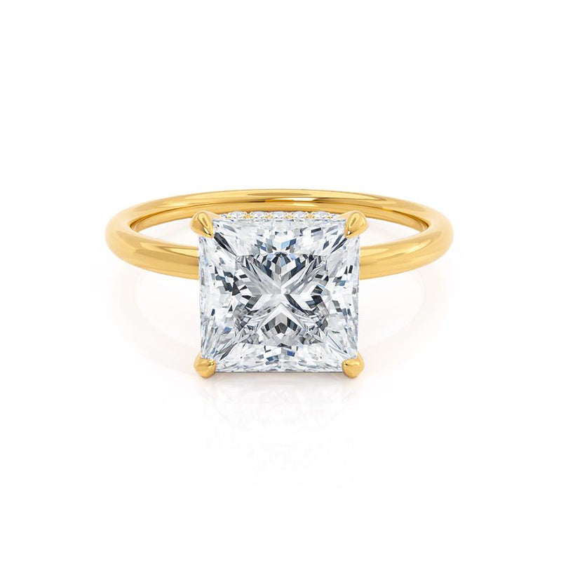 PARIS - Princess Moissanite & Diamond 18k Yellow Gold Hidden Halo Engagement Ring Lily Arkwright