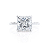PARIS - Princess Moissanite & Diamond 18k White Gold Hidden Halo Engagement Ring Lily Arkwright