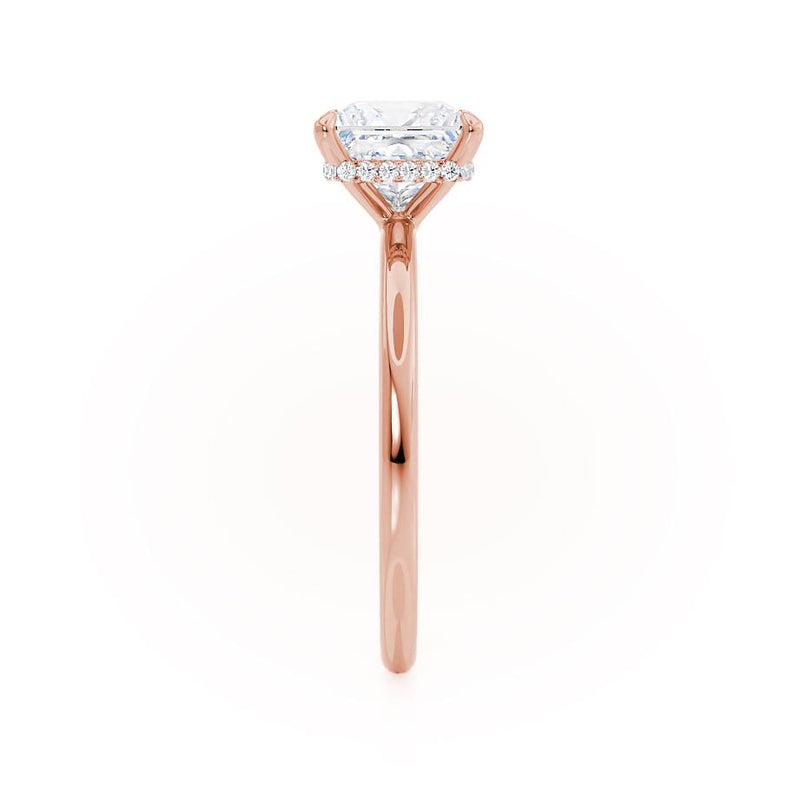 PARIS - Princess Moissanite & Diamond 18k Rose Gold Hidden Halo Engagement Ring Lily Arkwright