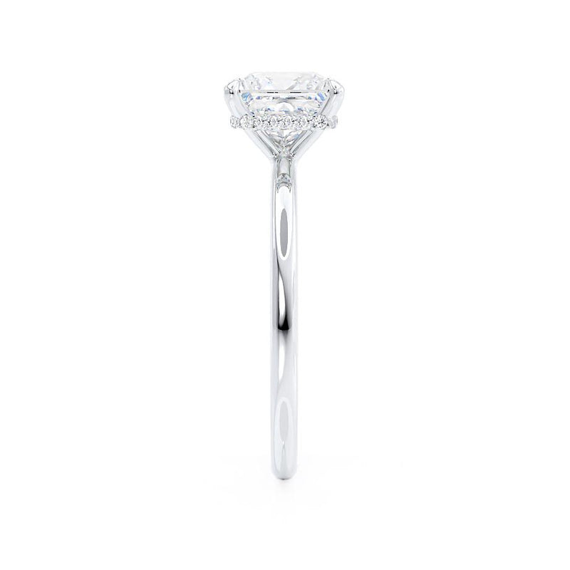 PARIS - Princess Moissanite & Diamond 18k White Gold Hidden Halo Engagement Ring Lily Arkwright
