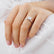 ELENA - Round Moissanite Solitaire 18k White Gold Cathedral Ring Engagement Ring Lily Arkwright