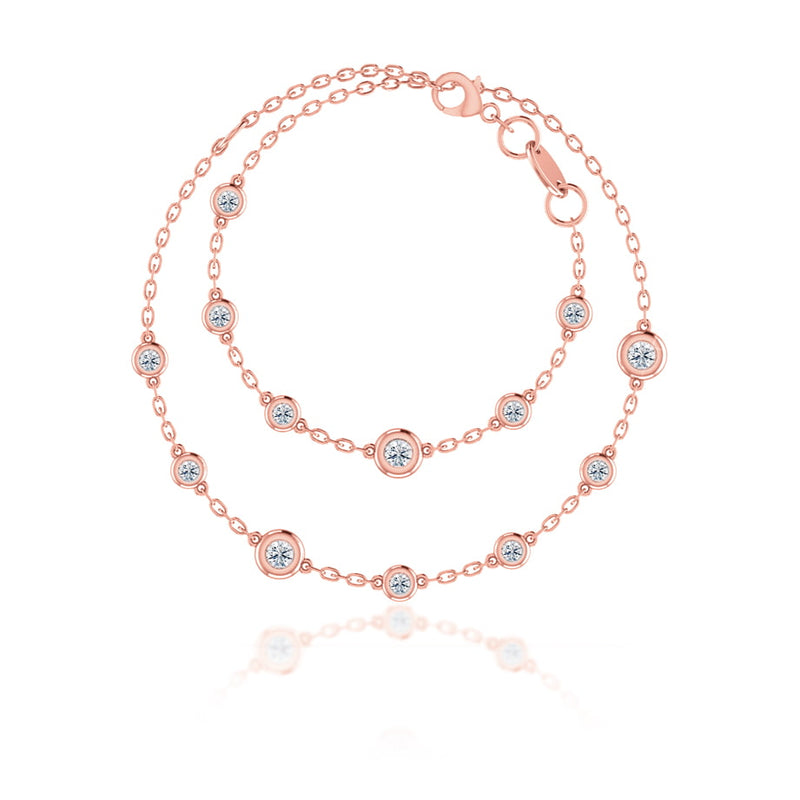 LAINEY - Lab Diamond Bezel Edge Necklace 18k Rose Gold Pendant Lily Arkwright
