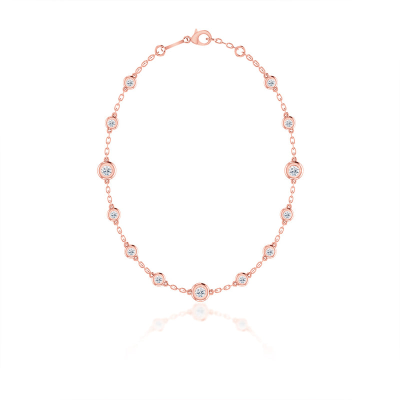 LAINEY - Lab Diamond Bezel Edge Necklace 18k Rose Gold Pendant Lily Arkwright