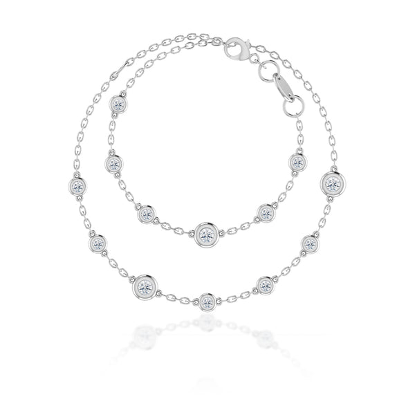 LAINEY - Lab Diamond Bezel Edge Necklace 18k White Gold Pendant Lily Arkwright