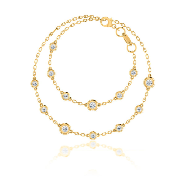 LAINEY - Lab Diamond Bezel Edge Necklace 18k Yellow Gold Pendant Lily Arkwright