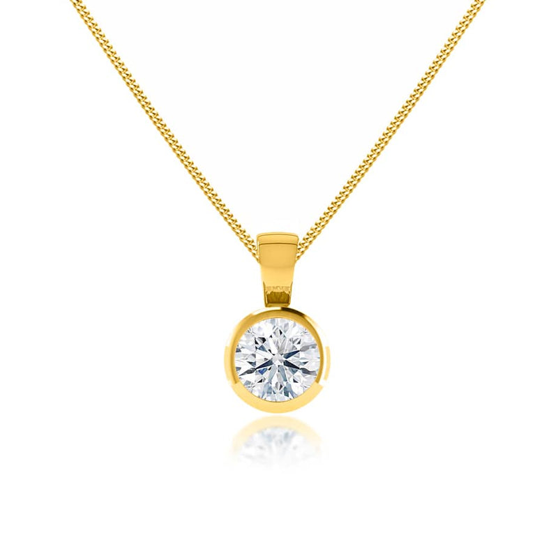 LARISA - Round Lab Diamond Bezel Edge Pendant 18k Yellow Gold Pendant Lily Arkwright