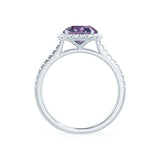 LAVENDER- Chatham Alexandrite & Diamond 18k White Gold Petite Halo Engagement Ring Lily Arkwright
