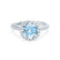 LAVENDER- Chatham® Aqua Spinel & Diamond 18k White Gold Petite Halo Engagement Ring Lily Arkwright