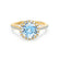 LAVENDER- Chatham® Aqua Spinel & Diamond 18k Yellow Gold Petite Halo Engagement Ring Lily Arkwright
