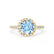 LAVENDER- Chatham® Aqua Spinel & Diamond 18k Yellow Gold Petite Halo Engagement Ring Lily Arkwright