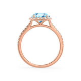 LAVENDER- Chatham® Aqua Spinel & Diamond 18k Rose Gold Petite Halo Engagement Ring Lily Arkwright