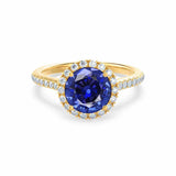 Lavender Blue Sapphire Engagement Ring 18k Yellow Gold Shoulder Set Halo Lily Arkwright 