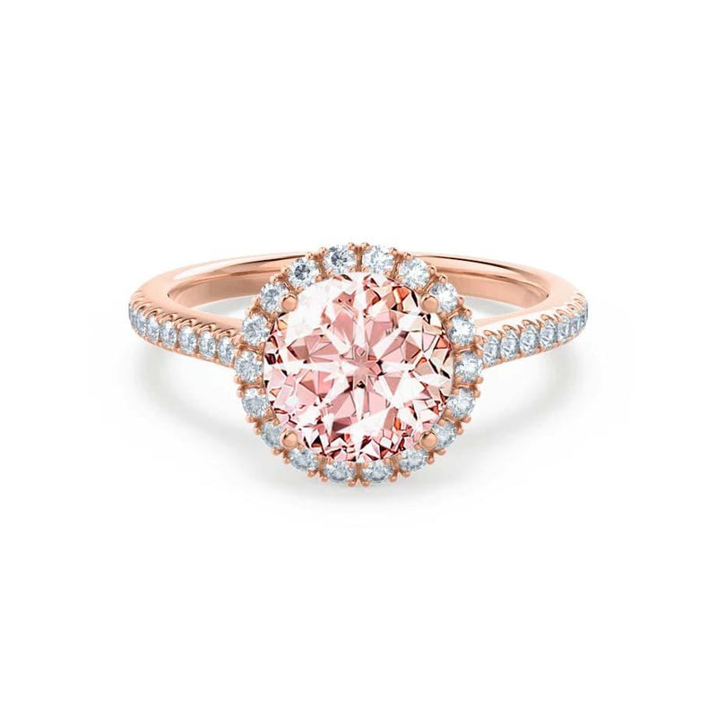 LAVENDER- Chatham® Champagne Sapphire & Diamond 18k Rose Gold Petite Halo Engagement Ring Lily Arkwright