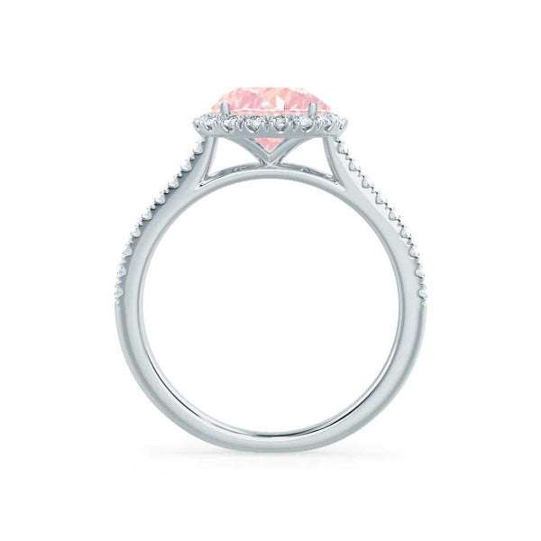 LAVENDER- Chatham® Champagne Sapphire & Diamond 18k White Gold Petite Halo Engagement Ring Lily Arkwright