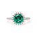 LAVENDER- Chatham Emerald & Diamond 18k Rose Gold Petite Halo Engagement Ring Lily Arkwright