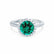 LAVENDER- Chatham Emerald & Diamond 18k White Gold Petite Halo Engagement Ring Lily Arkwright