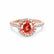 LAVENDER- Chatham Padparadscha & Diamond 18k Rose Gold Petite Halo Engagement Ring Lily Arkwright