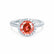LAVENDER- Chatham Padparadscha & Diamond 950 Platinum Petite Halo Engagement Ring Lily Arkwright
