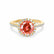 LAVENDER- Chatham Padparadscha & Diamond 18k Yellow Gold Petite Halo Engagement Ring Lily Arkwright
