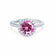 LAVENDER- Chatham Pink Sapphire & Diamond 950 Platinum Petite Halo Engagement Ring Lily Arkwright