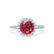 LAVENDER- Chatham Ruby & Diamond 18k White Gold Petite Halo Engagement Ring Lily Arkwright