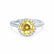 LAVENDER- Chatham Yellow Sapphire & Diamond 950 Platinum Petite Halo Engagement Ring Lily Arkwright