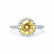 LAVENDER- Chatham Yellow Sapphire & Diamond 950 Platinum Petite Halo Engagement Ring Lily Arkwright