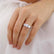 LEANORA - Round Moissanite 950 Platinum Trilogy Ring Engagement Ring Lily Arkwright