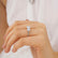 LEANORA - Round Moissanite 18k Yellow Gold Trilogy Engagement Ring Lily Arkwright