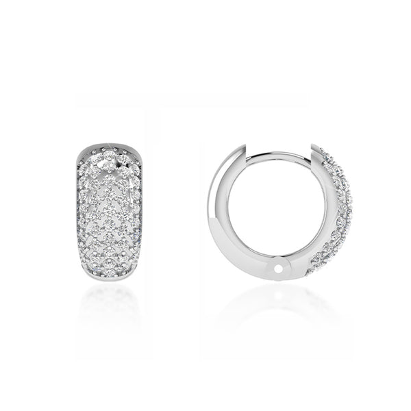 LEIA - Multie Row Pavé Lab Diamond Earrings 18k White Gold Earrings Lily Arkwright