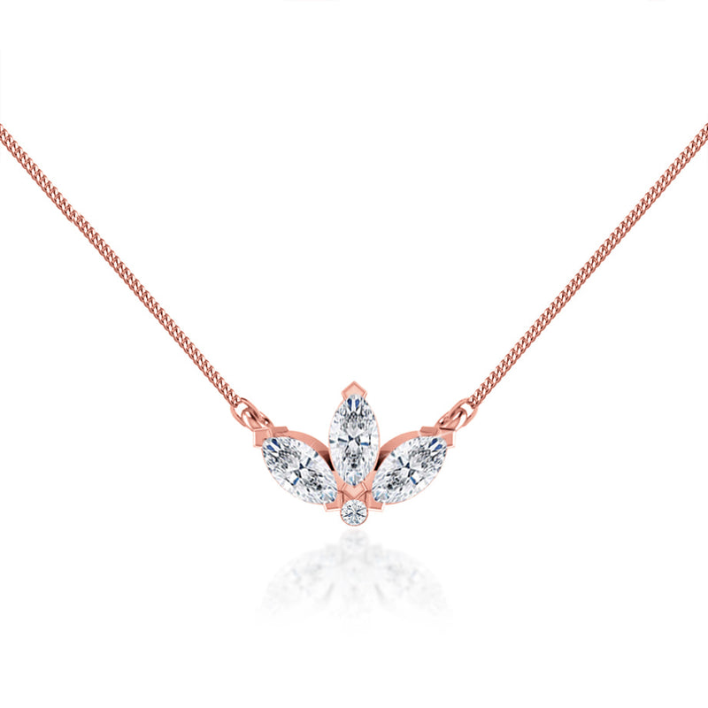 LENA - Marquise Petal Lab Diamond Necklace 18k Rose Gold Pendant Lily Arkwright