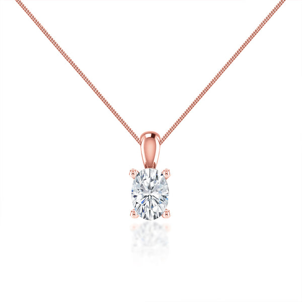 LILA - Oval Cut Moissanite 4 Claw Drop Pendant 18k Rose Gold Pendant Lily Arkwright